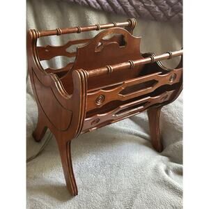 Vintage Magazine Rack Butler Mahogany 4 Section Style 855 16" x 12” X 17”